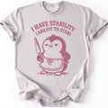 Stabby Penguin T-shirt — Ice Grey