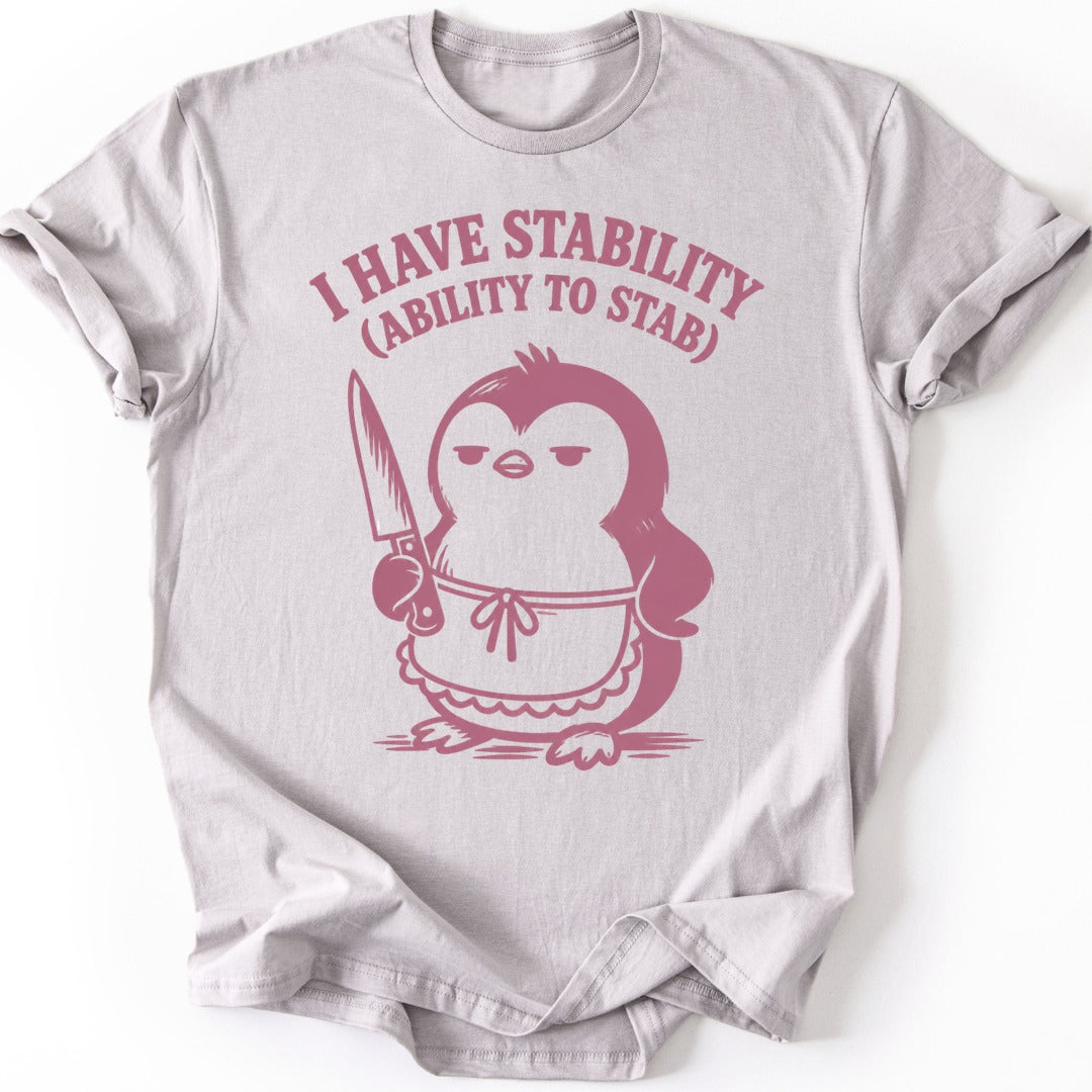Stabby Penguin T-shirt — Ice Grey