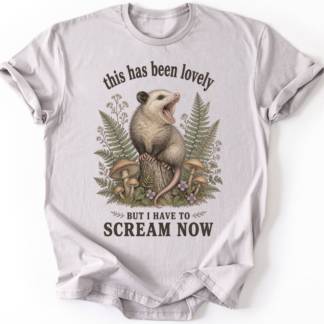 Screaming Opossum T-shirt — Ice Grey
