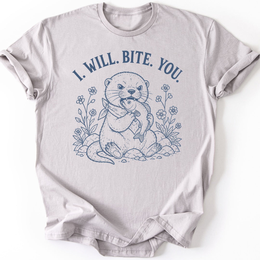 Biting Otter T-shirt — Ice Grey