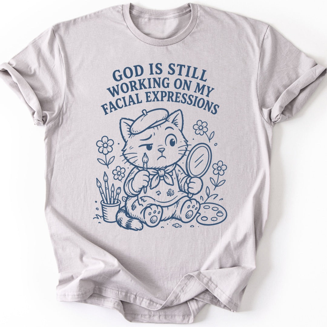 Facial Expressions Kitten T-shirt — Ice Grey