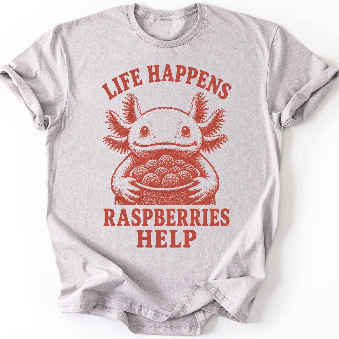 Axolotl Raspberry T-shirt — Ice Grey