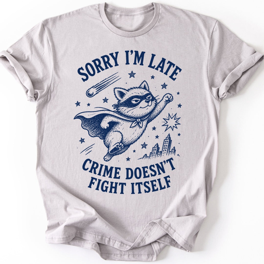 Superhero Raccoon T-shirt — Ice Grey