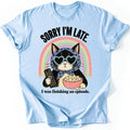 Late Episode Cat T-shirt — Light Blue