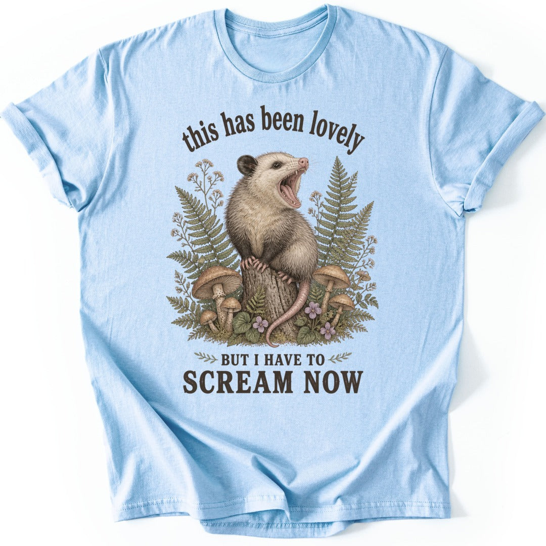 Screaming Opossum T-shirt — Light Blue
