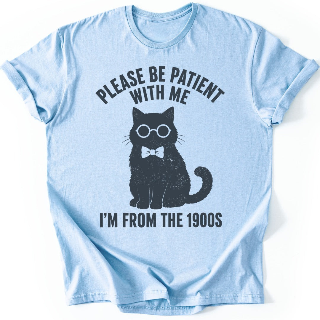 Bow Tie Cat T-shirt — Light Blue