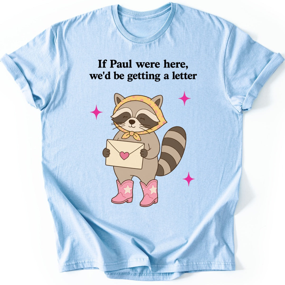 Letter Raccoon T-shirt — Light Blue