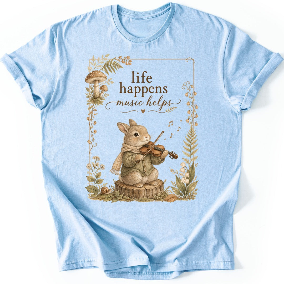 Music Helps T-shirt — Light Blue