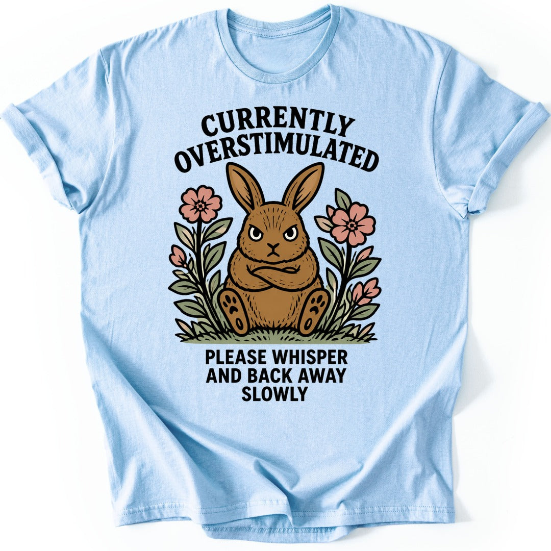 Overstimulated Bunny T-shirt — Light Blue