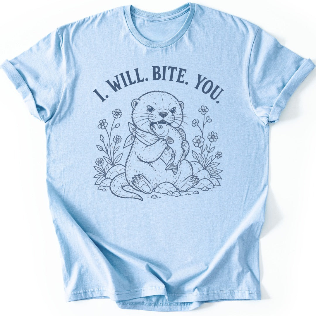 Biting Otter T-shirt — Light Blue