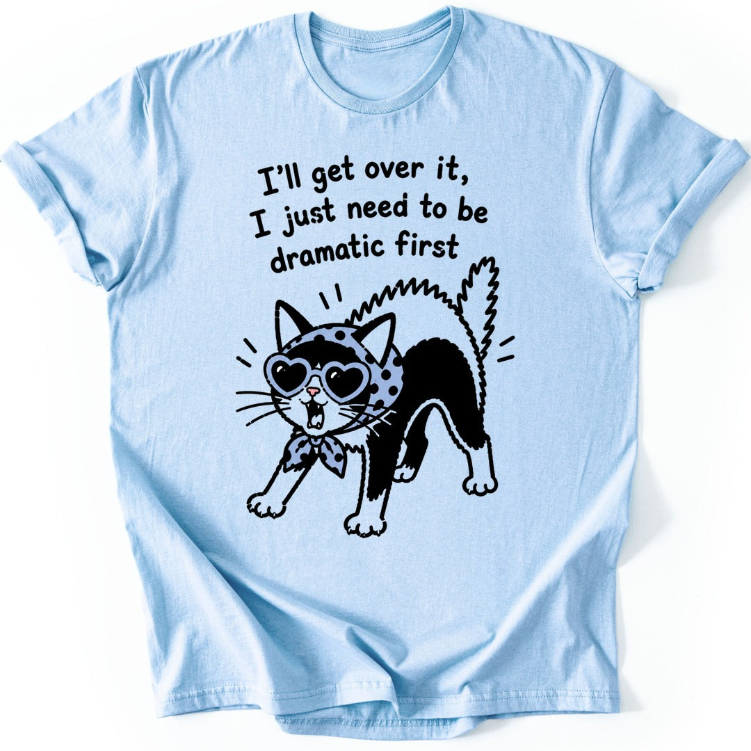 Dramatic Cat T-shirt — Light Blue