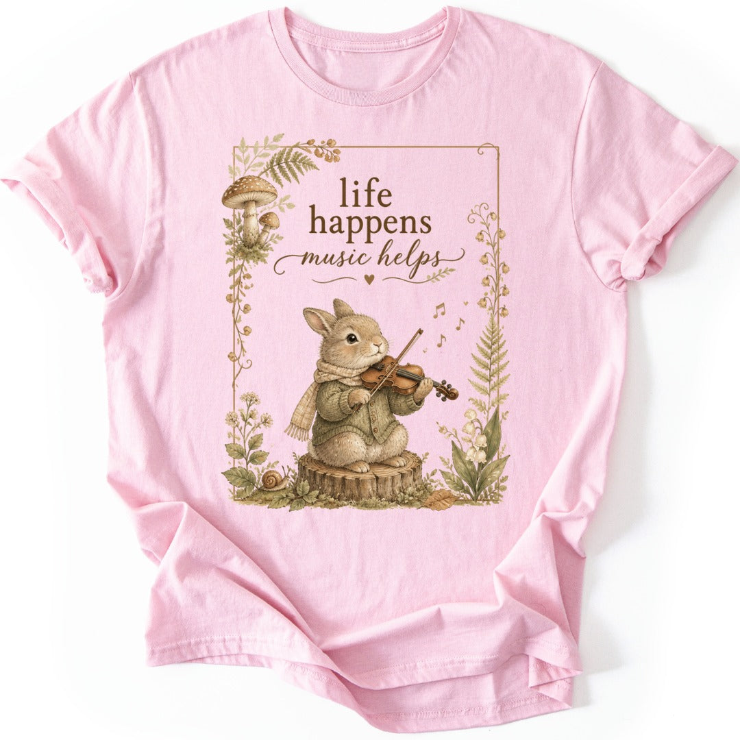 Music Helps T-shirt — Light Pink