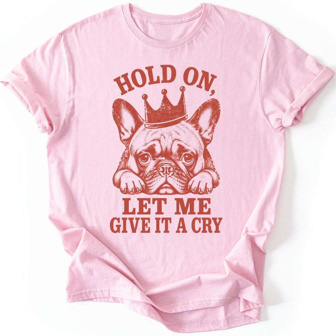 Crowned Frenchie T-shirt — Light Pink