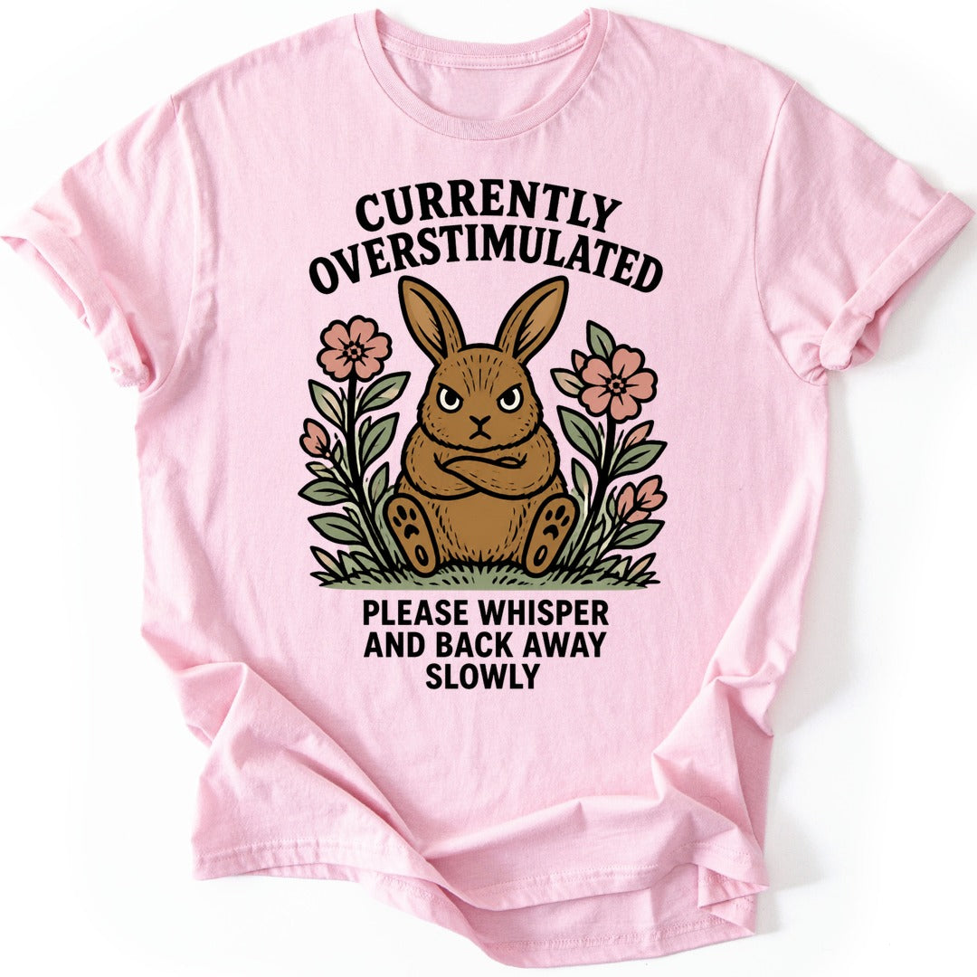 Overstimulated Bunny T-shirt — Light Pink