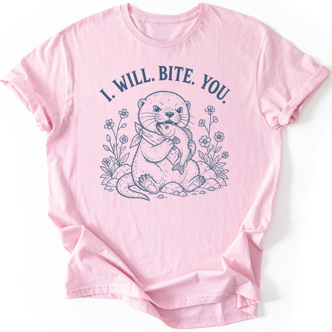 Biting Otter T-shirt — Light Pink
