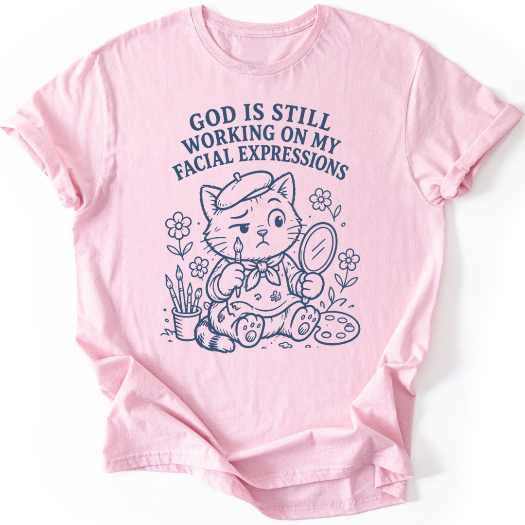 Facial Expressions Kitten T-shirt — Light Pink
