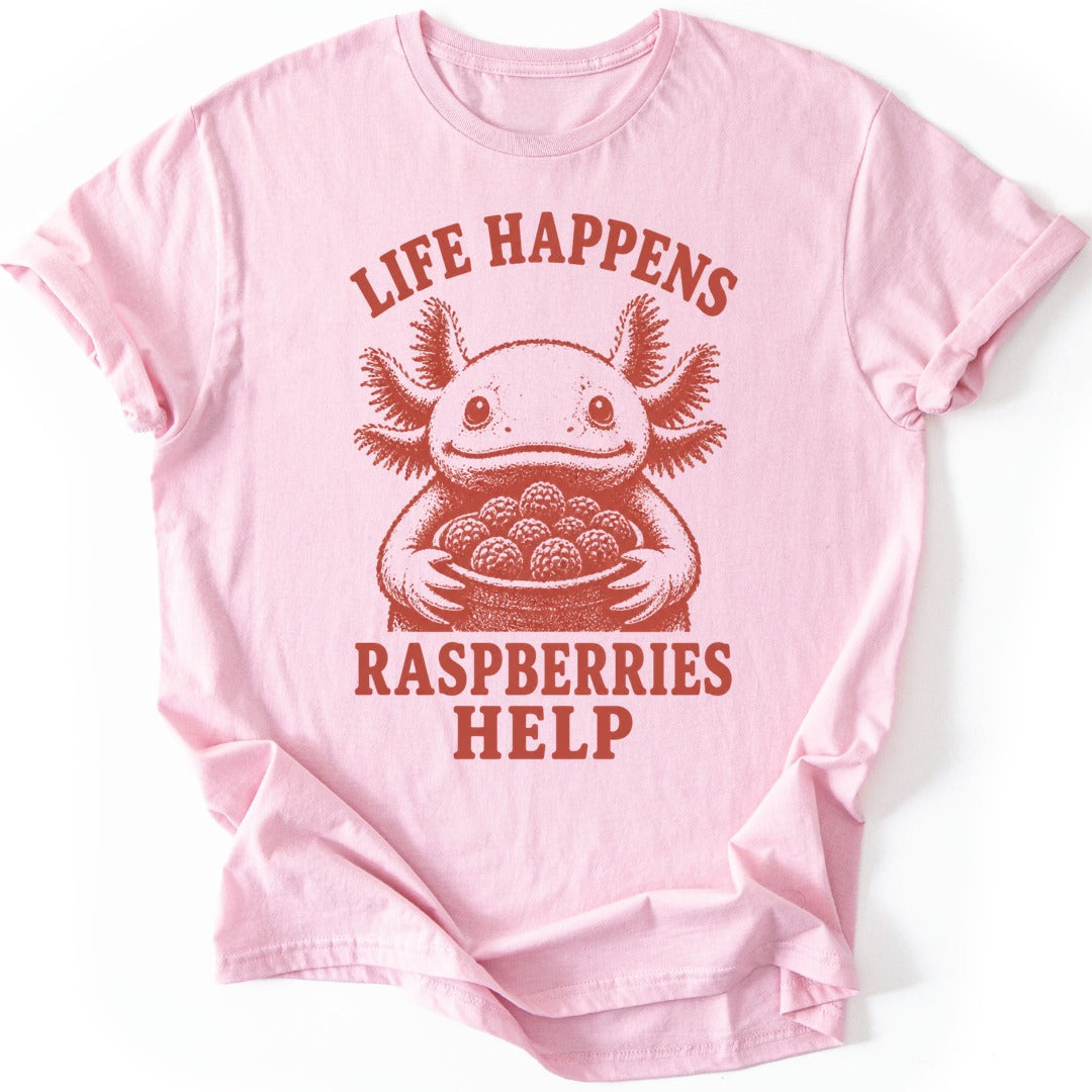 Axolotl Raspberry T-shirt — Light Pink