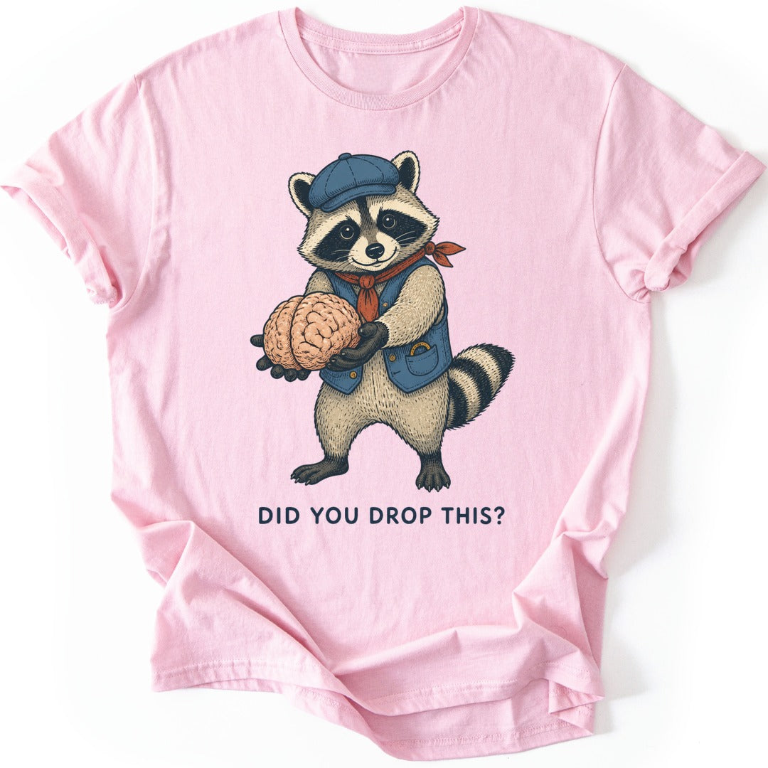 Brain Raccoon T-shirt — Light Pink