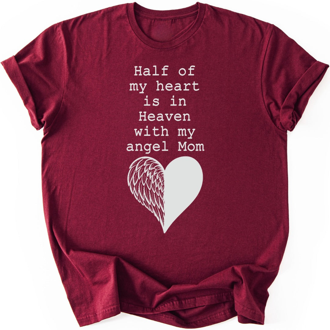 Angel Mom Heart T-shirt — Maroon