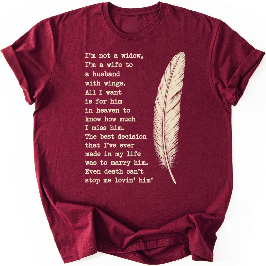Husband Feather T-shirt — Maroon