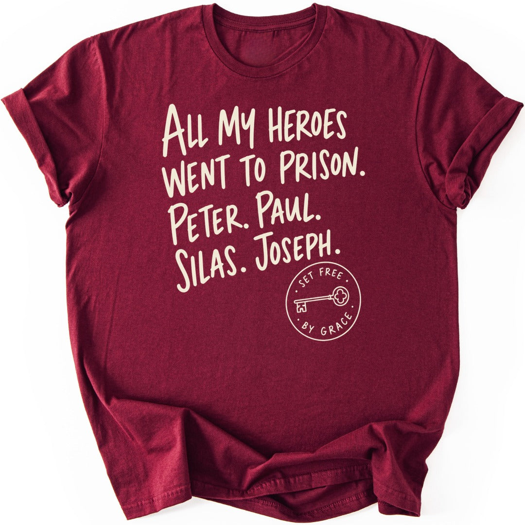 Prison Heroes T-shirt — Maroon