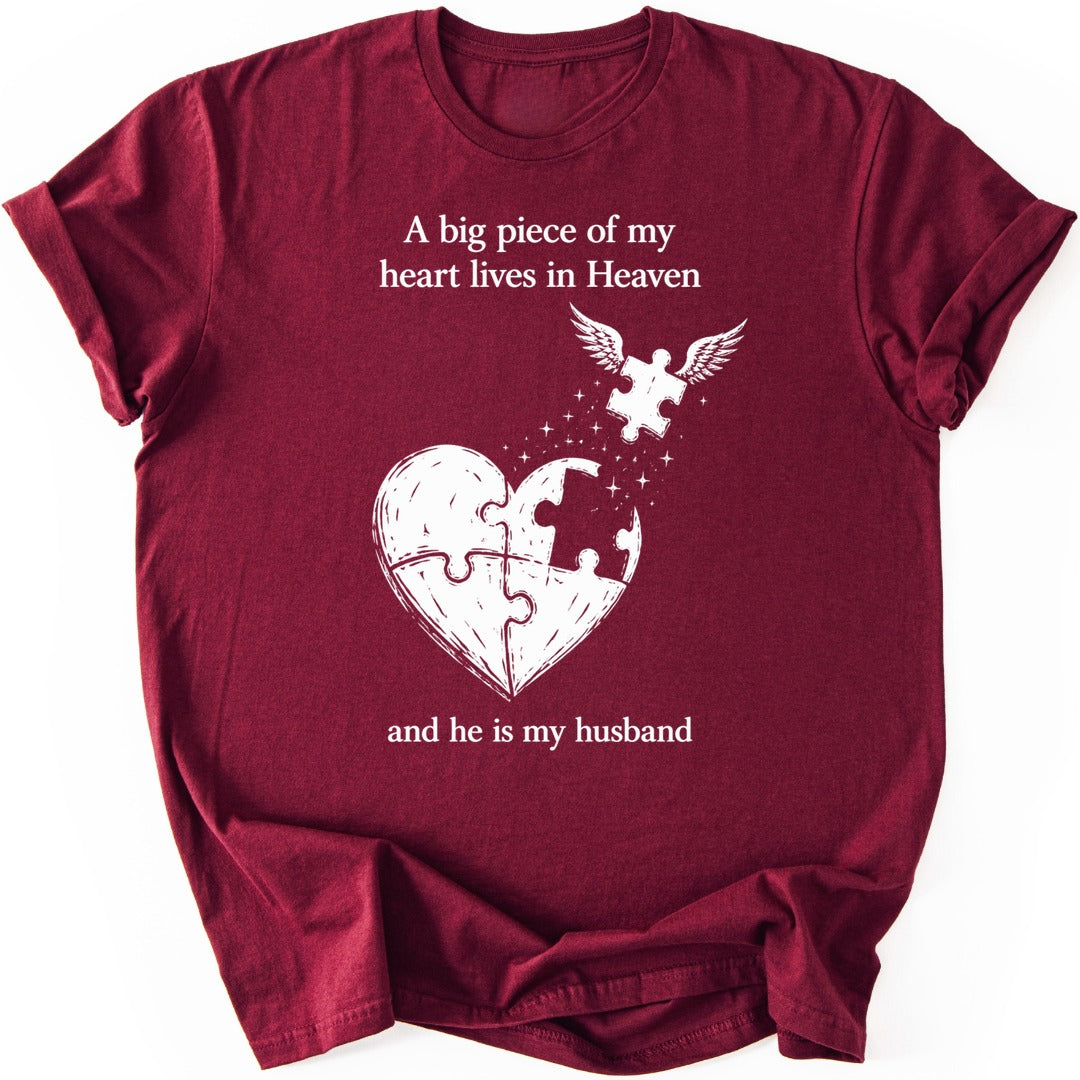 Winged Puzzle Heart T-shirt — Maroon