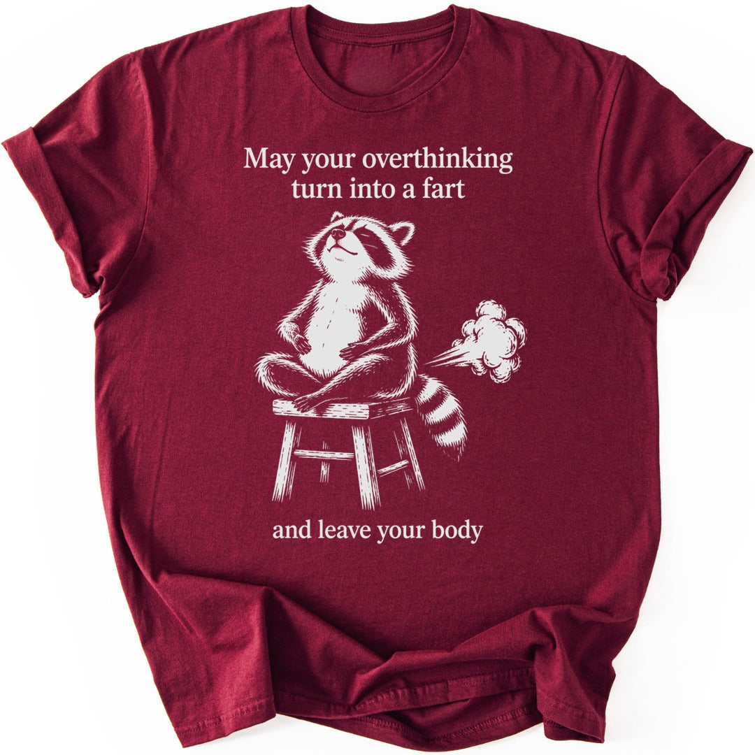Meditating Raccoon T-shirt — Maroon