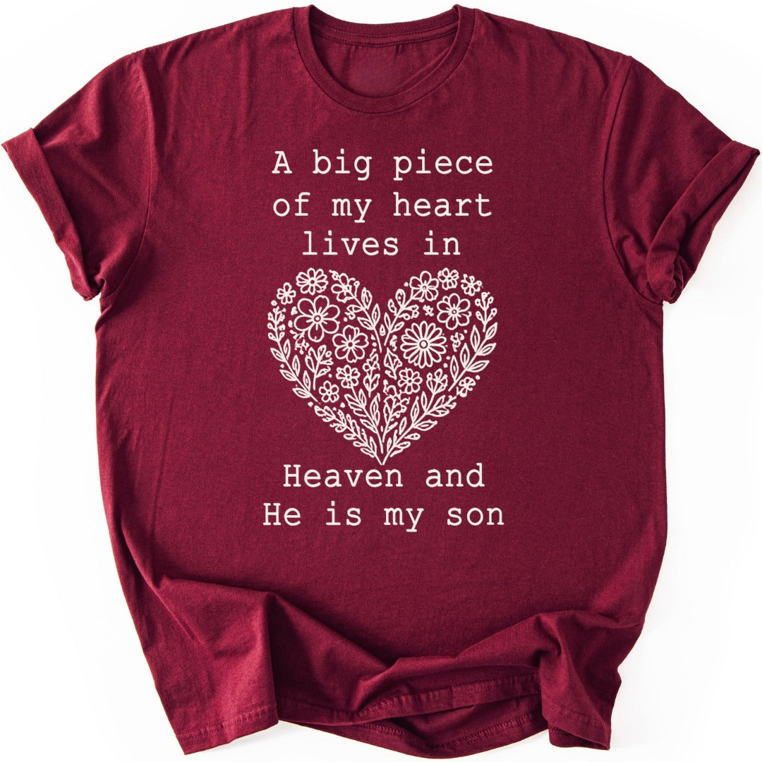 Floral Heart Son T-shirt — Maroon