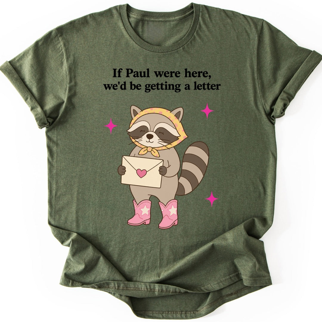 Letter Raccoon T-shirt — Military Green