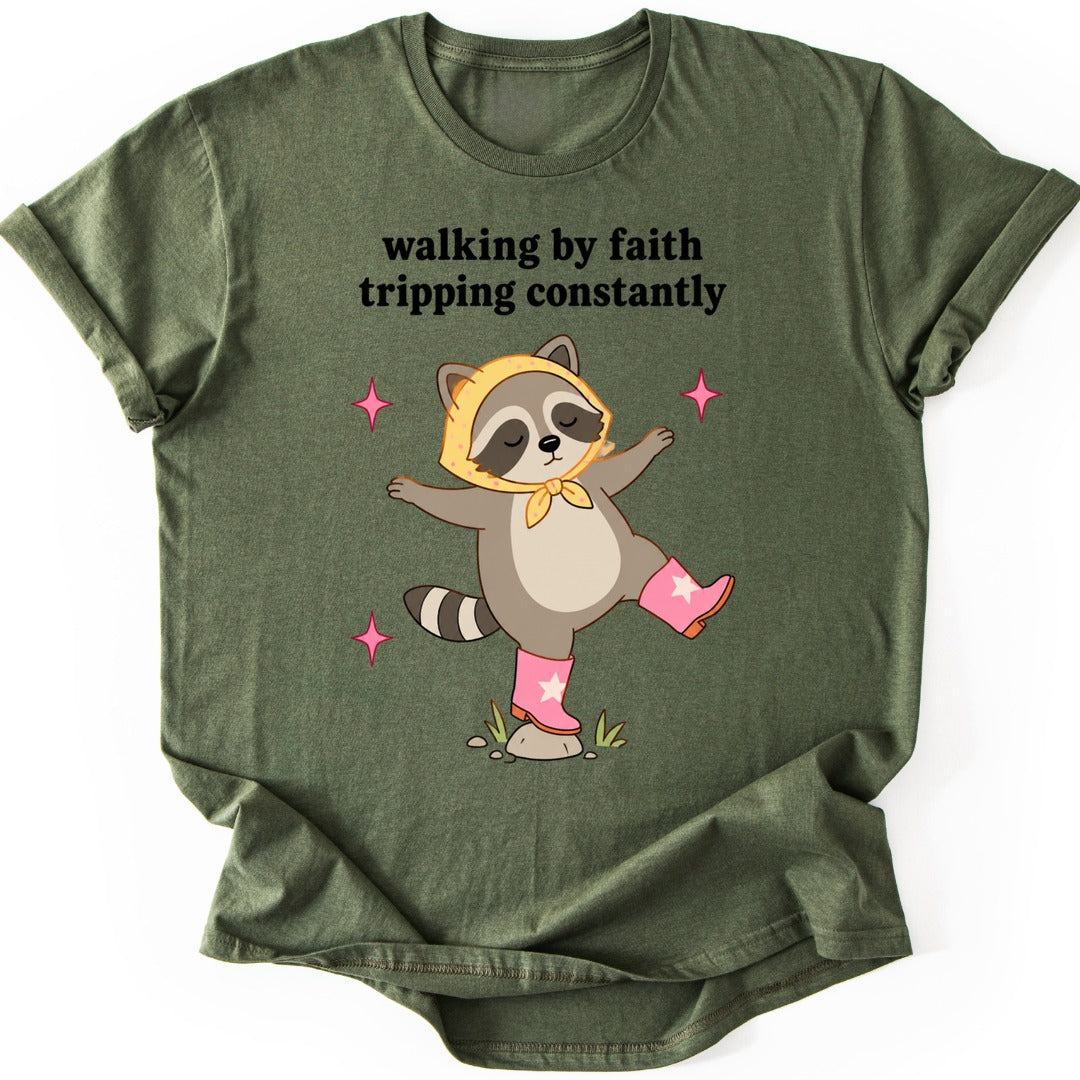 Faithful Raccoon T-shirt — Military Green