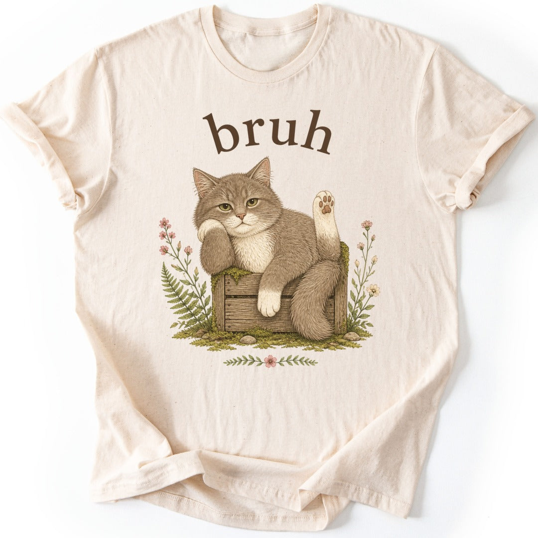 Skeptical Cat T-shirt — Natural