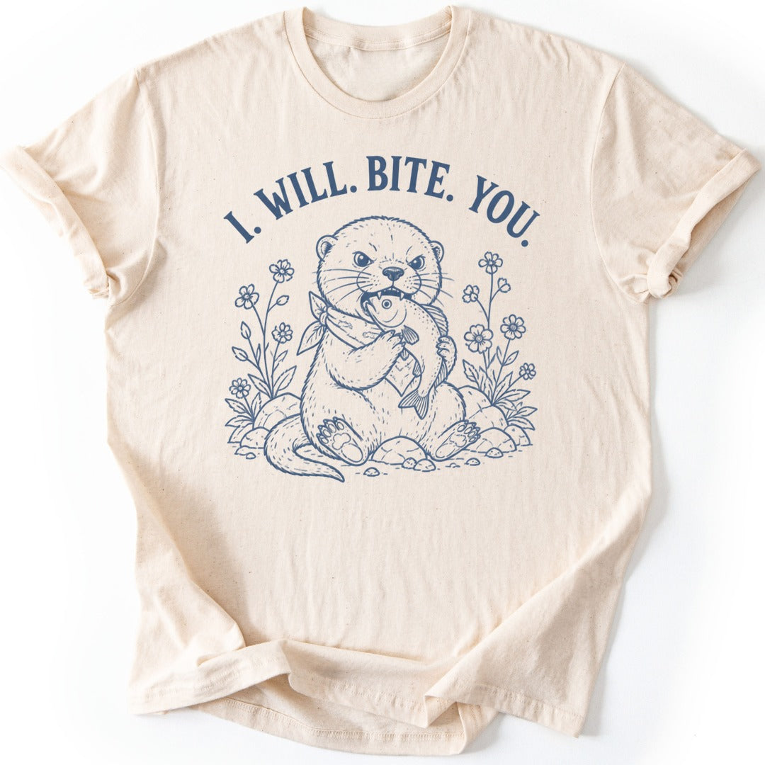 Biting Otter T-shirt — Natural