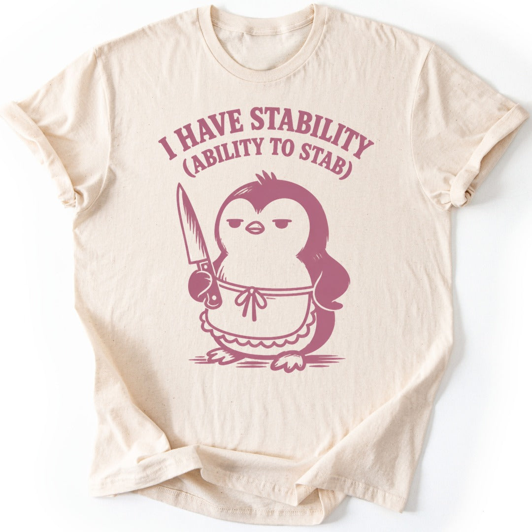 Stabby Penguin T-shirt — Natural