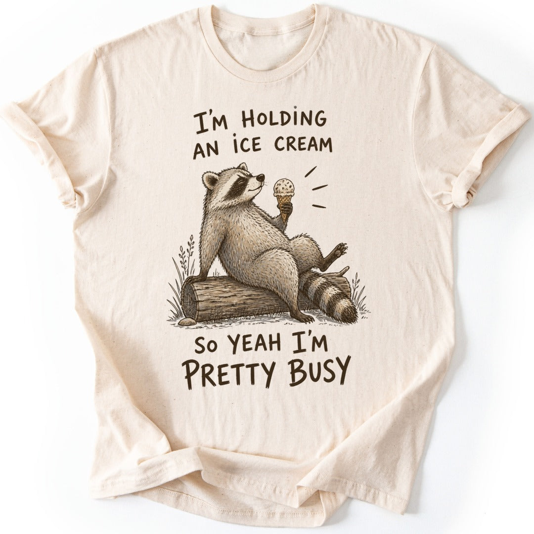 Busy Raccoon T-shirt — Natural