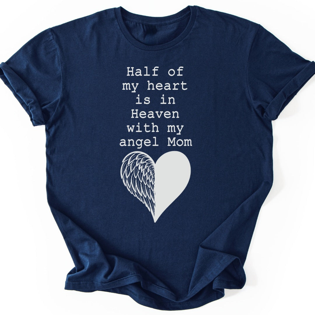 Angel Mom Heart T-shirt — Navy