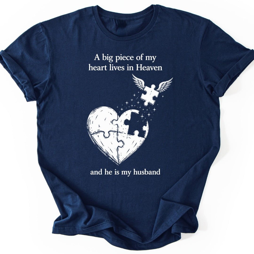 Winged Puzzle Heart T-shirt — Navy