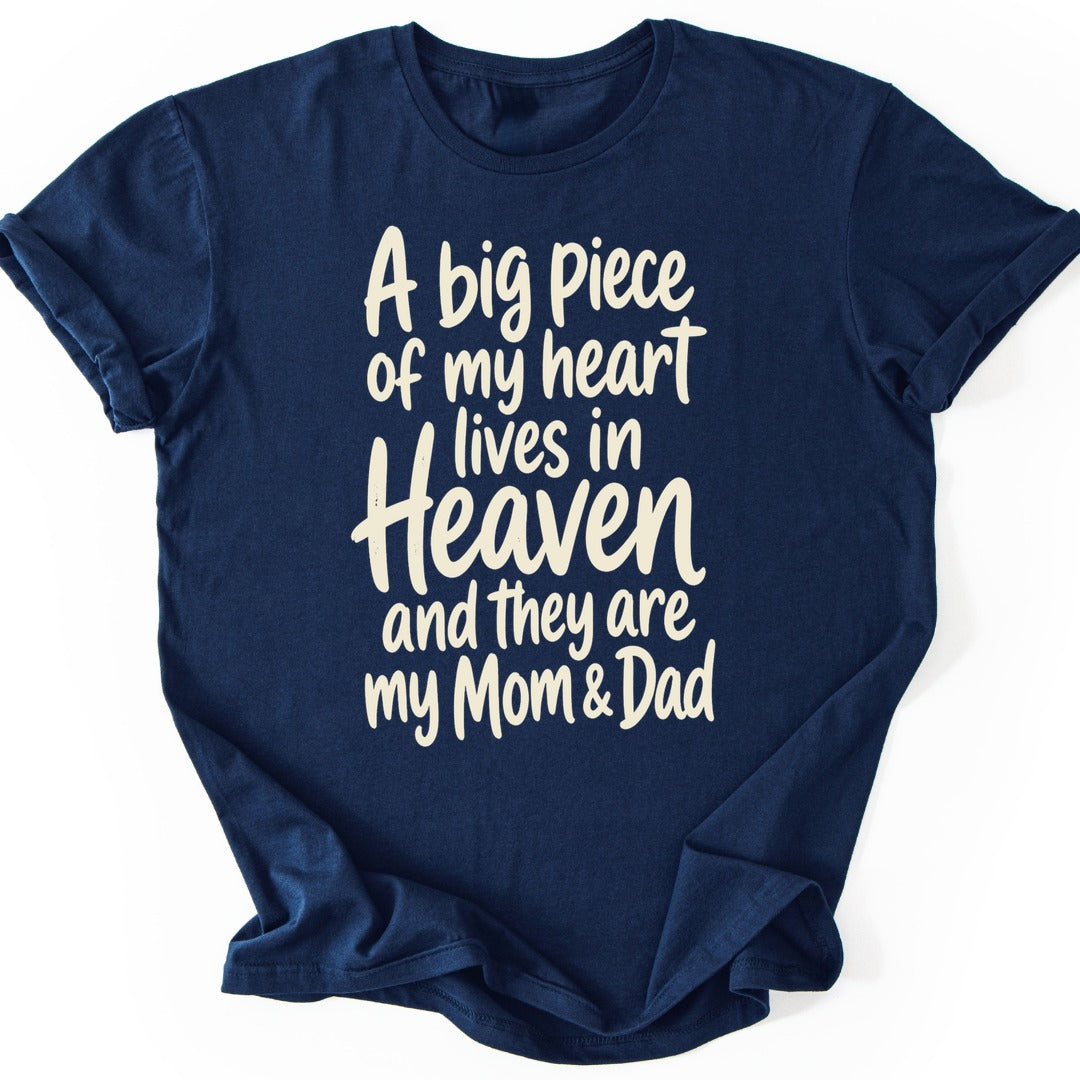 Mom Dad Heaven T-shirt — Navy