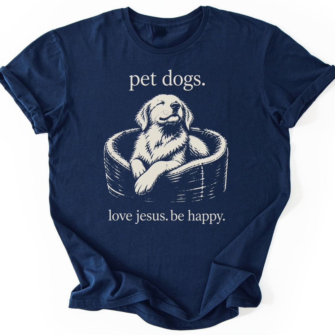 Happy Dog Bed T-shirt — Navy