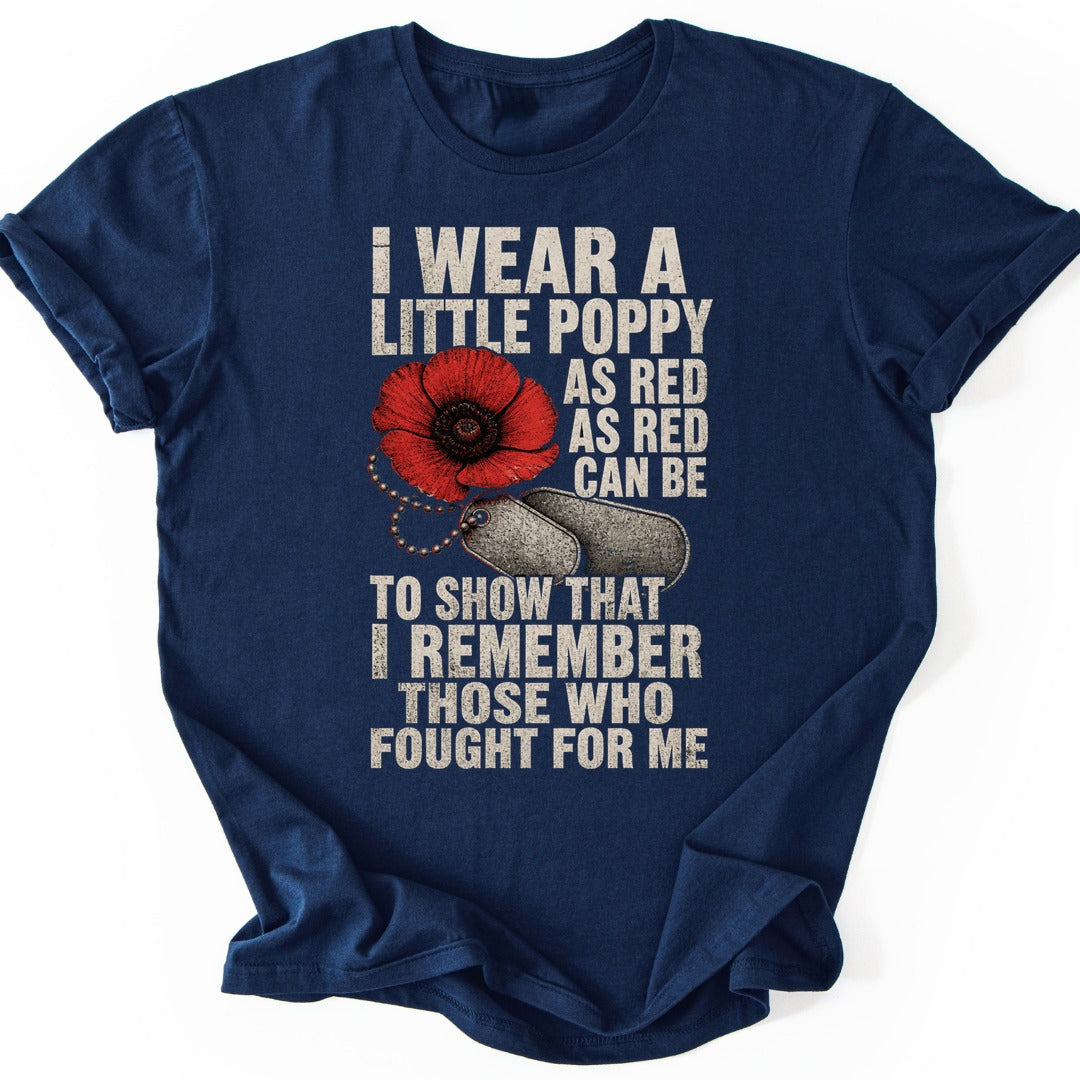 Red Poppy T-shirt — Navy