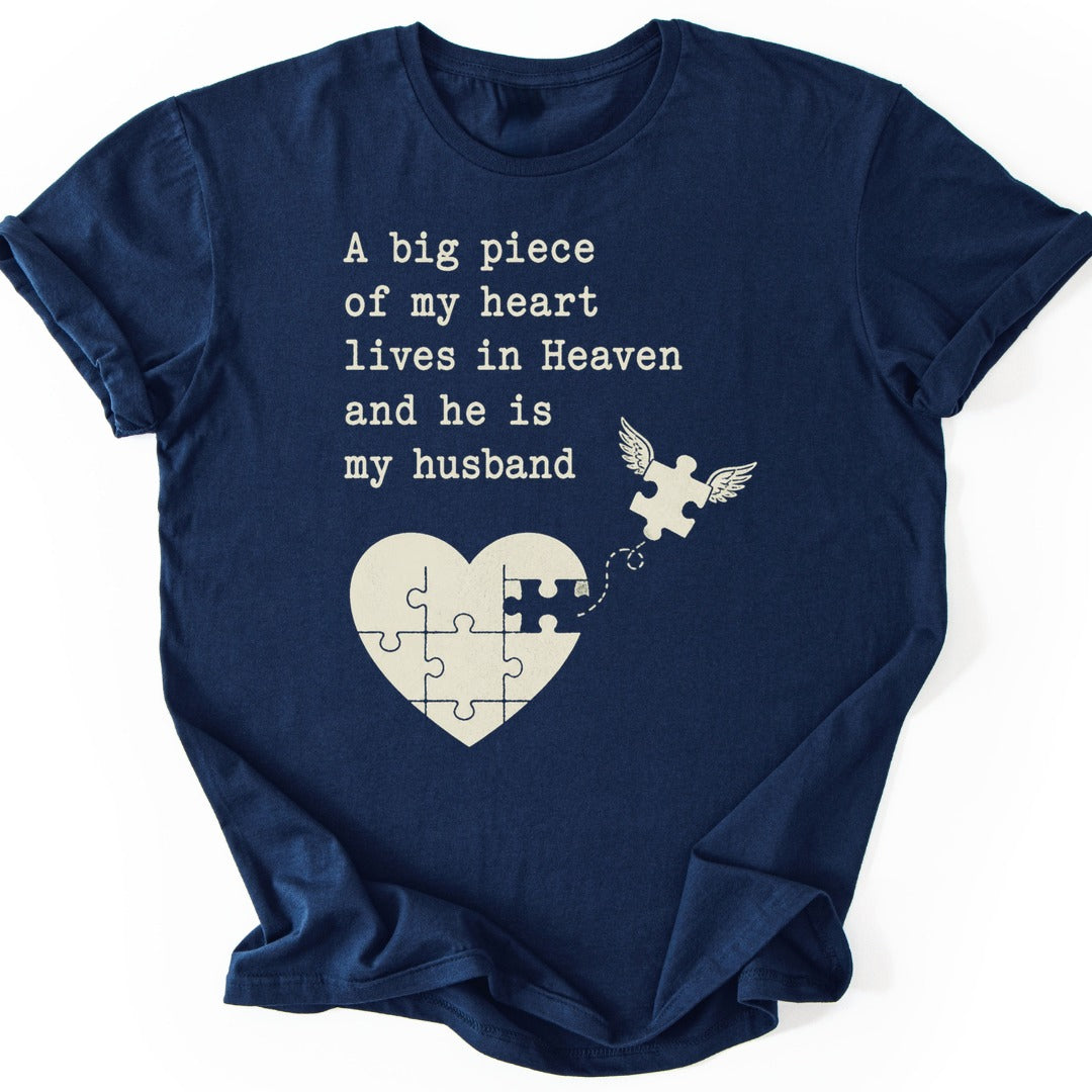 Puzzle Heart Husband T-shirt — Navy