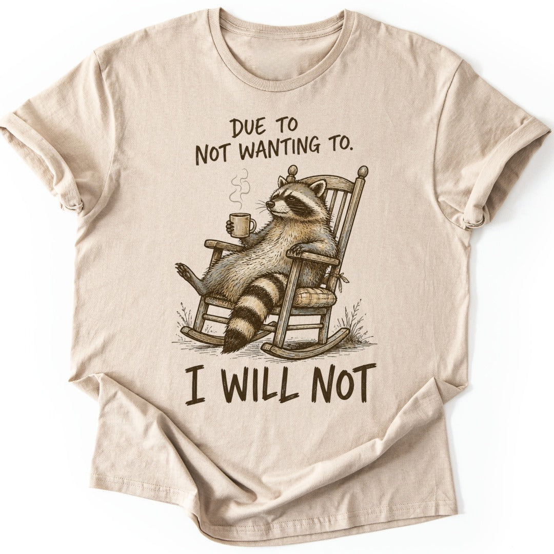 Coffee Raccoon T-shirt — Sand