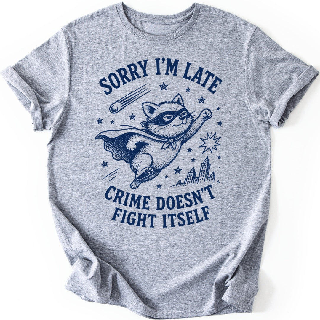 Superhero Raccoon T-shirt — Sport Grey