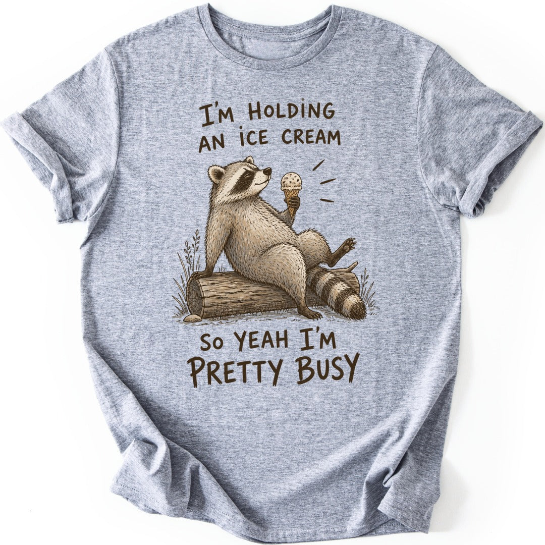Busy Raccoon T-shirt — Sport Grey