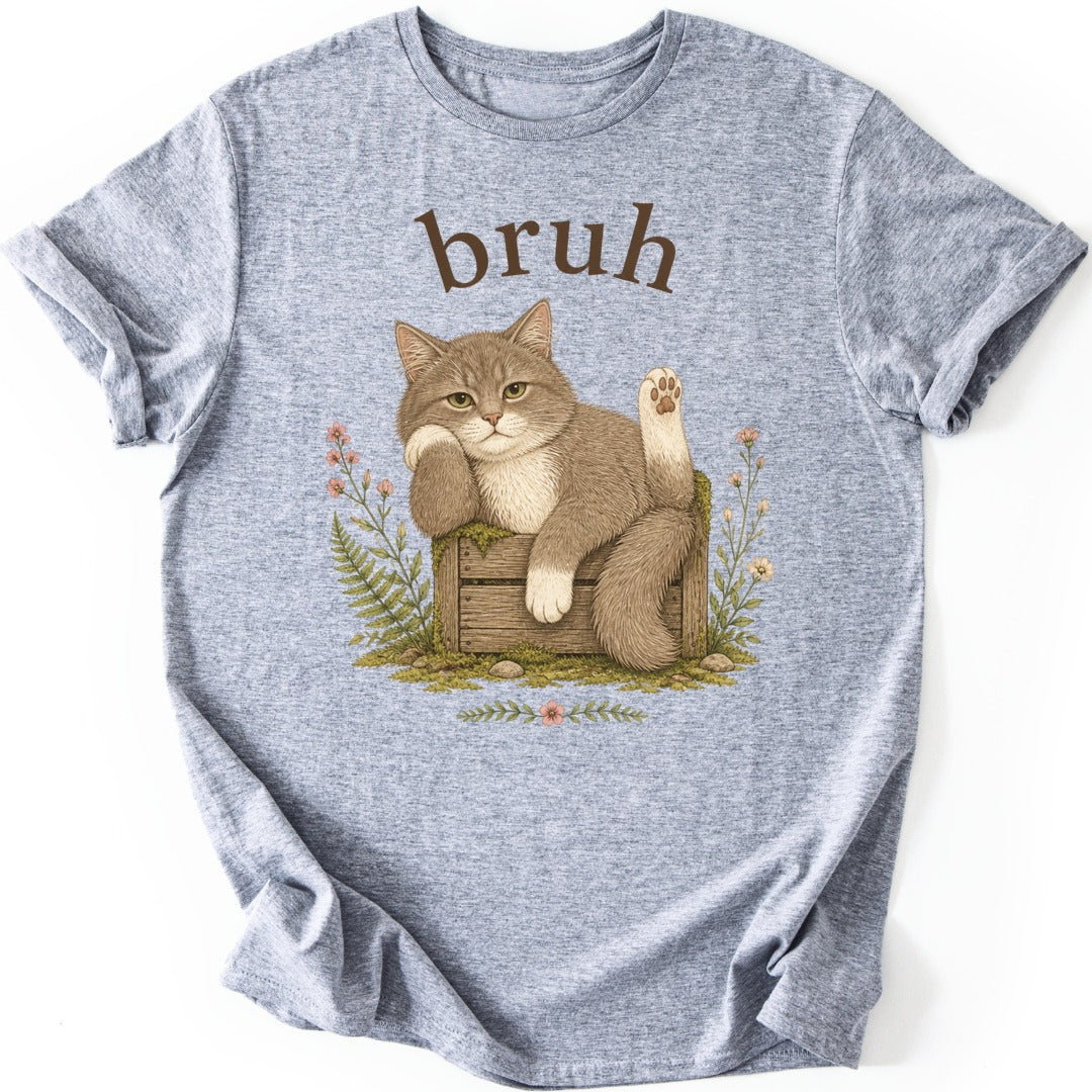 Skeptical Cat T-shirt — Sport Grey