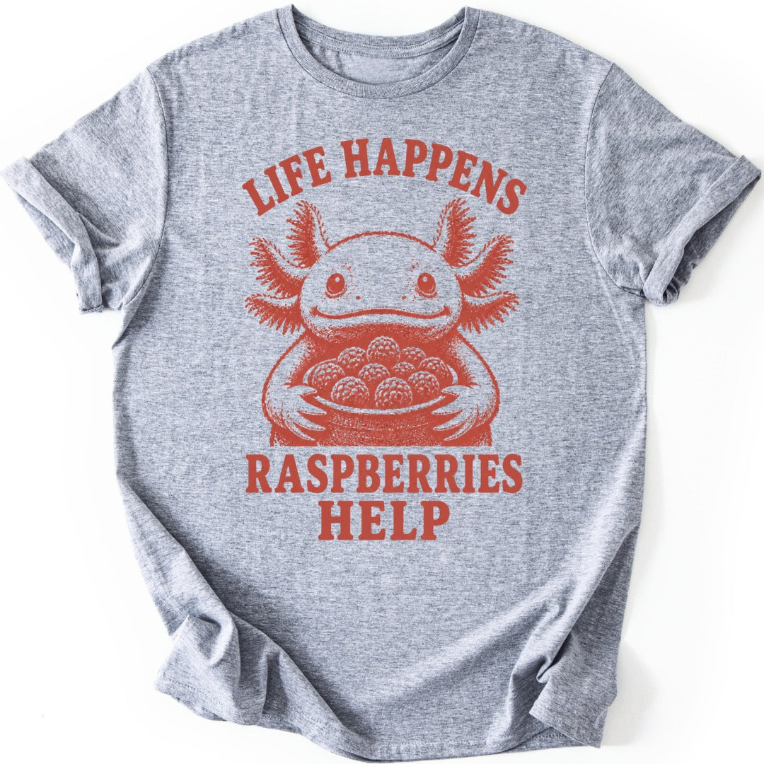 Axolotl Raspberry T-shirt — Sport Grey
