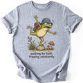 Tripping Hiker Frog T-shirt — Sport Grey